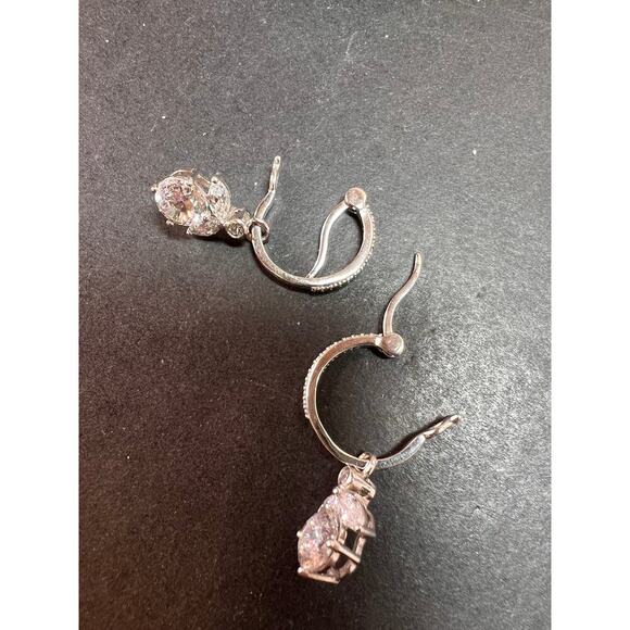 Cz hoop dangle earrings in sterling silver - Picture 8 of 16